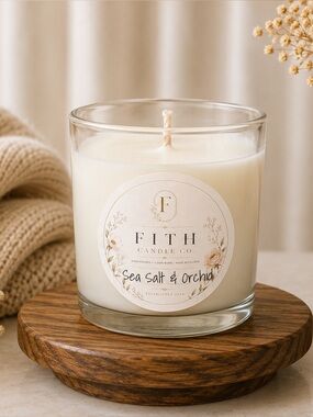 Sea Salt and Orchid 100% Organic Soy Artisan wax Candle 5 oz